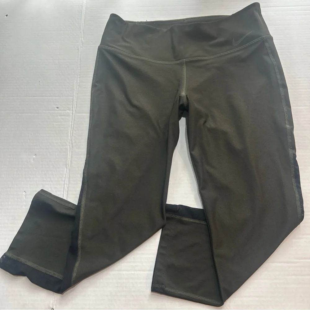 Nike DRI-FIT Women's Olive Green Leggings Size M Activewear Athletic